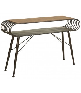 Consola de entrada estilo industrial, metal y madera natural