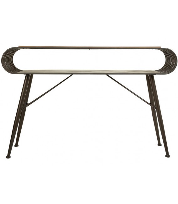 Consola de entrada estilo industrial, metal y madera natural