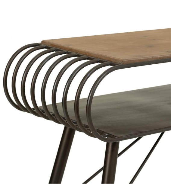 Consola de entrada estilo industrial, metal y madera natural