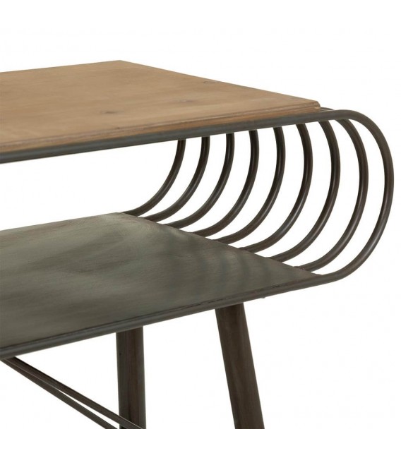 Consola de entrada estilo industrial, metal y madera natural