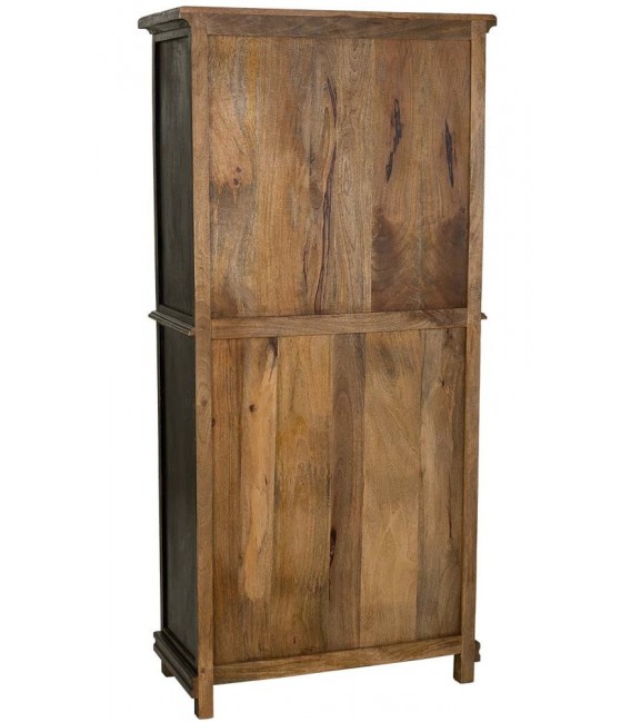 Vitrina realizada en madera maciza de mango decapada en color negro