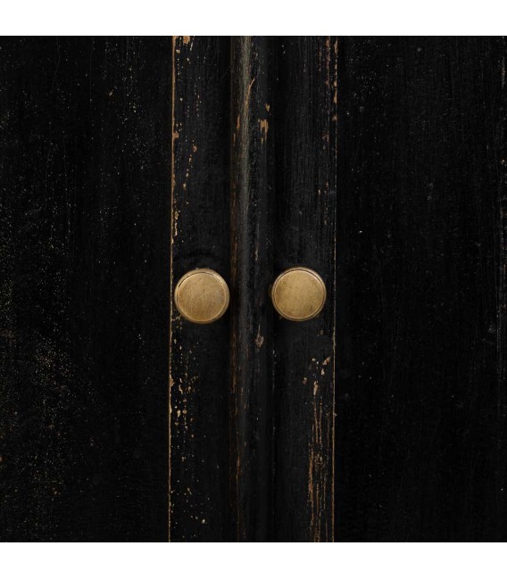 Vitrina realizada en madera maciza de mango decapada en color negro