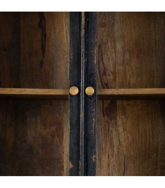 Vitrina realizada en madera maciza de mango decapada en color negro