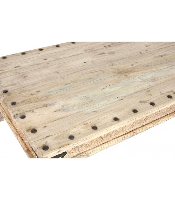 Mesa de centro muy grande, madera de mango natural tallado