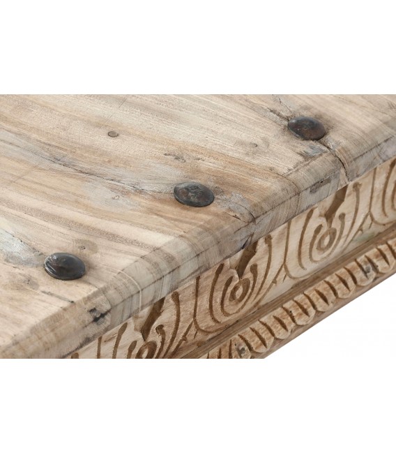 Mesa de centro muy grande, madera de mango natural tallado