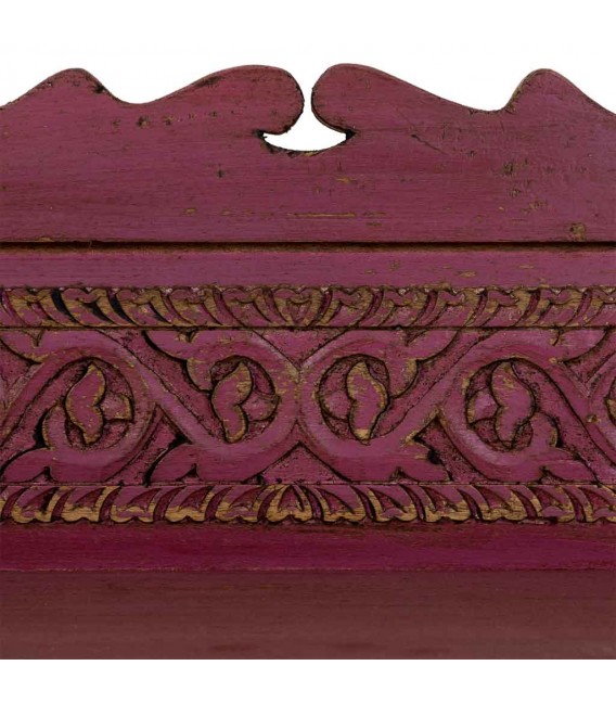 Taquillón madera maciza mango tallada decapada en color granate