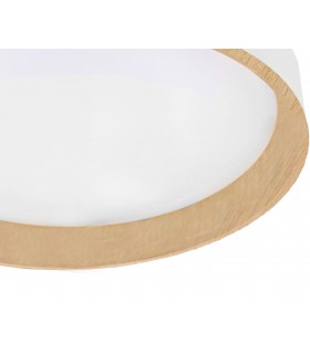 Plafón de techo redondo blanco e imitación madera, de diseño original