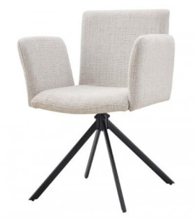 Sillón de comedor original comodo color blanco roto. patas metal negro