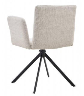 Sillón de comedor original comodo color blanco roto. patas metal negro