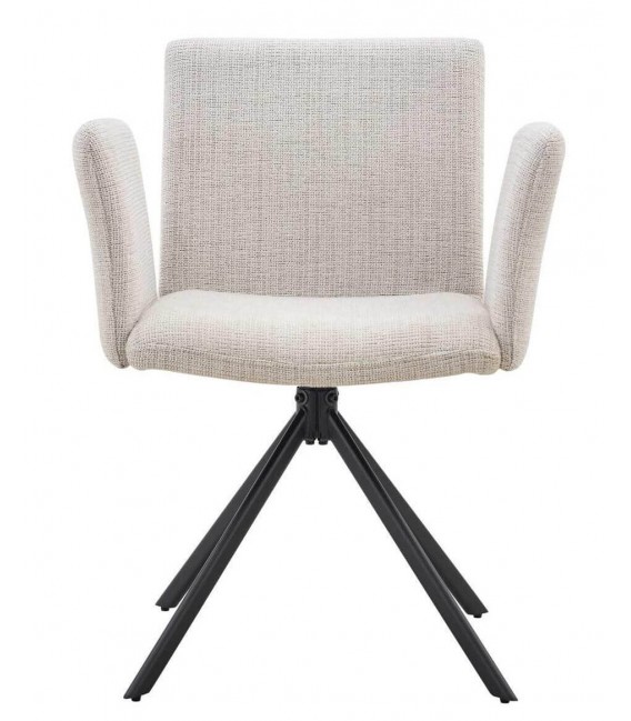 Sillón de comedor original comodo color blanco roto. patas metal negro