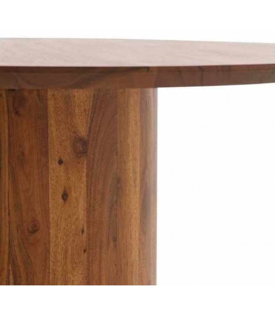 Mesa de comedor redonda realizada en madera de acacia natural