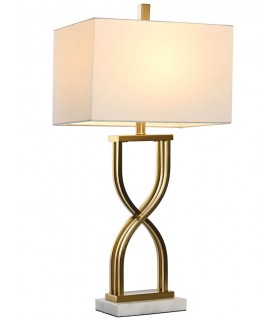 Lámpara sobremesa grande estilo art decó base de mármol metal dorado