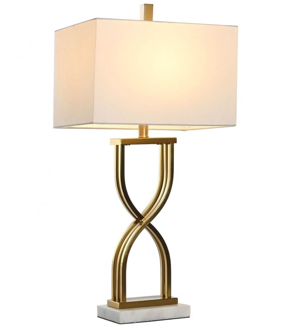 Lámpara sobremesa grande estilo art decó base de mármol metal dorado