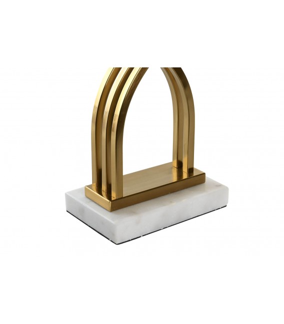 Lámpara sobremesa grande estilo art decó base de mármol metal dorado