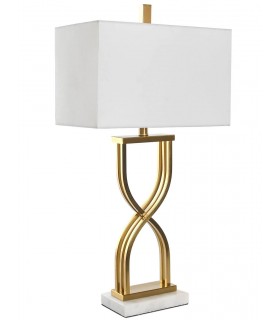 Lámpara sobremesa grande estilo art decó base de mármol metal dorado