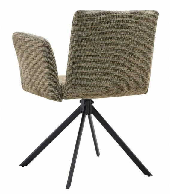 Sillón de comedor comodo color verde patas hierro negro.