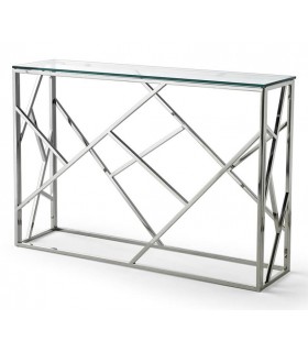 Consola entrada acero inoxidable cromado y cristal templado