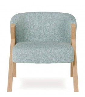 Butaca comoda estilo nórdico verde menta patas en madera natural