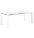 Mesa comedor rectangular extensible tapa en porcelánico mármol blanco