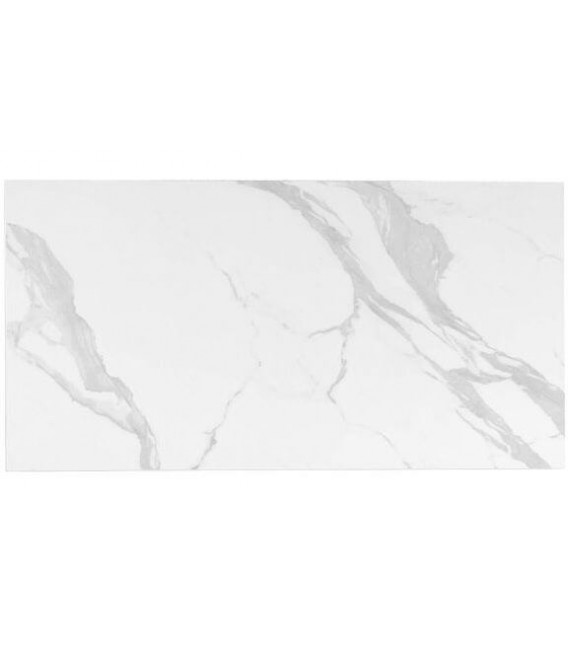 Mesa comedor rectangular extensible tapa en porcelánico mármol blanco