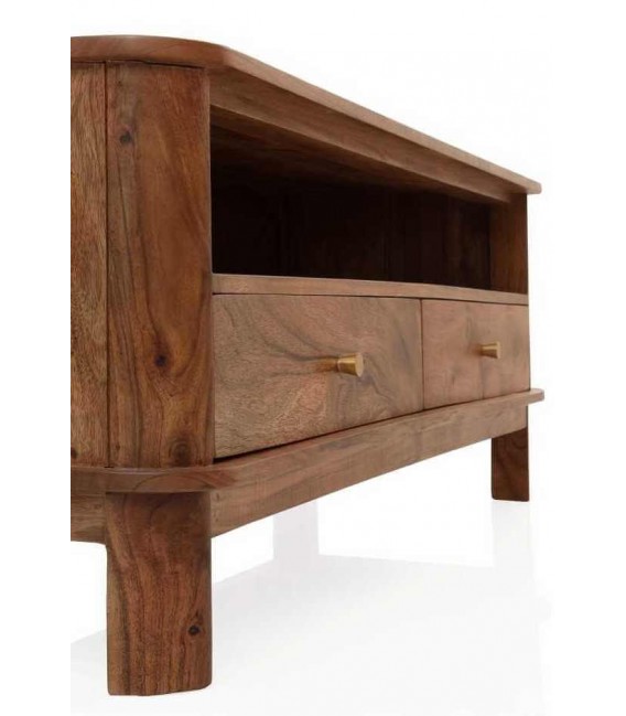 Mueble de TV con 2 cajones realizada en madera de acacia natural
