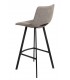 Taburete de barra tela chenilla color topo patas metálicas negras