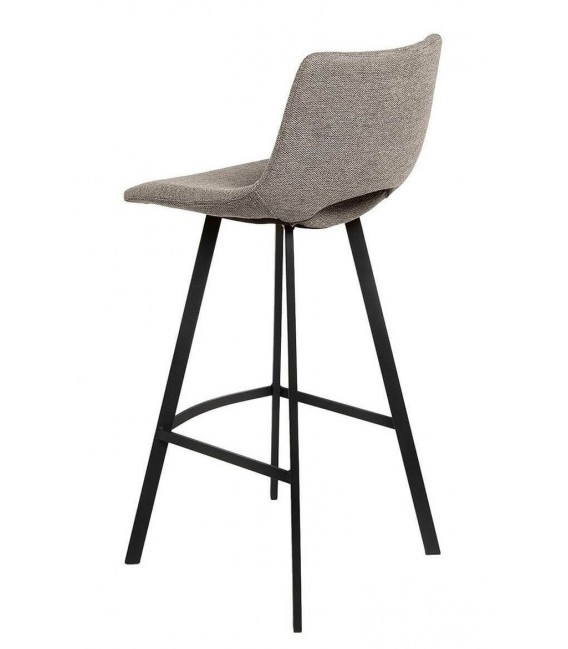 Taburete de barra tela chenilla color topo patas metálicas negras