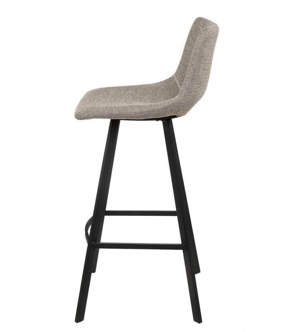 Taburete de barra tela chenilla color topo patas metálicas negras