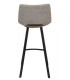 Taburete de barra tela chenilla color topo patas metálicas negras