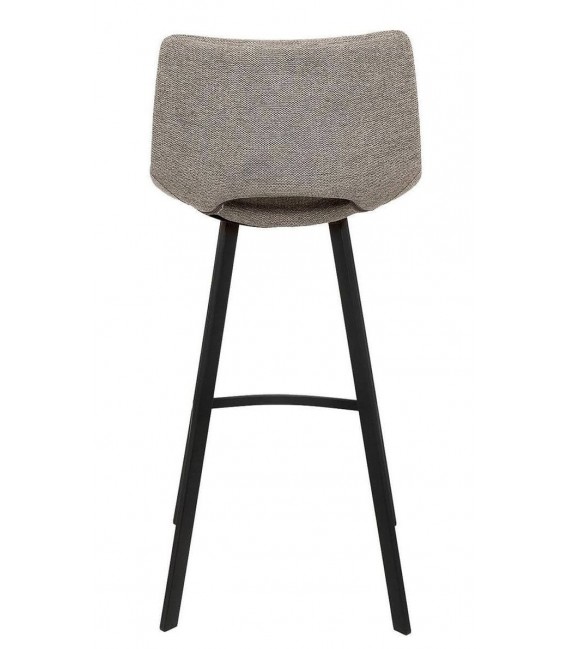Taburete de barra tela chenilla color topo patas metálicas negras