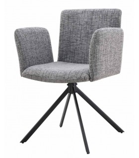 Sillón de comedor comodo tela de bora color gris patas negras