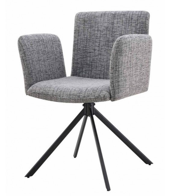 Sillón de comedor comodo tela de bora color gris patas negras