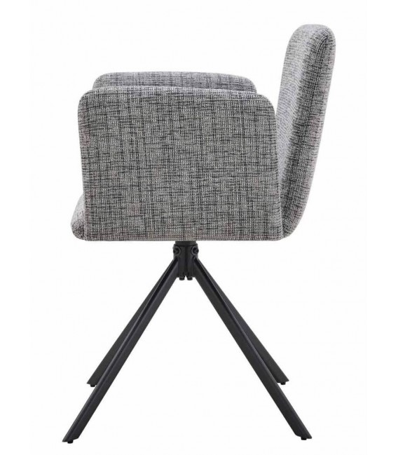 Sillón de comedor comodo tela de bora color gris patas negras