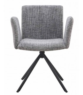 Sillón de comedor comodo tela de bora color gris patas negras