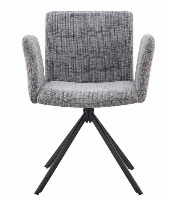 Sillón de comedor comodo tela de bora color gris patas negras