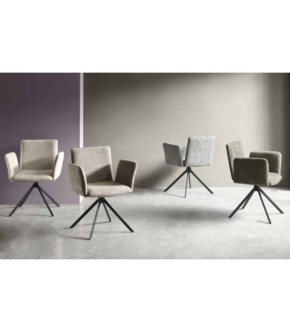 Sillón de comedor comodo tela de bora color gris patas negras