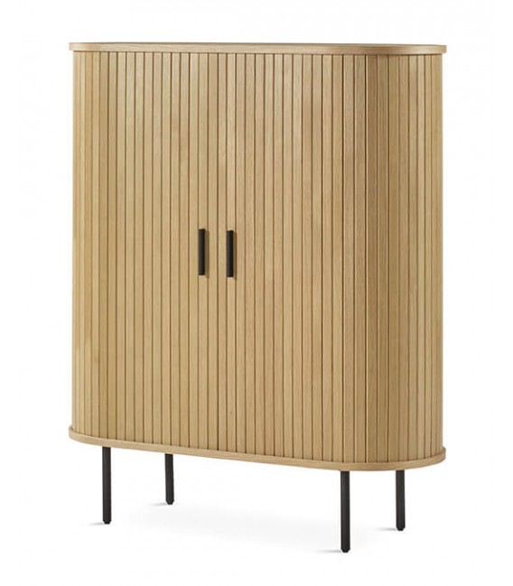 Armario bajo puertas correderas madera de roble natural metal negro mdmhogar