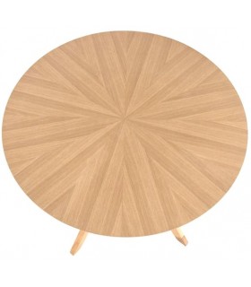 Mesa de comedor redonda madera de roble natural moderna mdmhogar