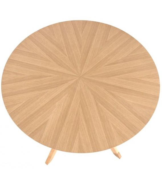 Mesa de comedor redonda madera de roble natural moderna mdmhogar