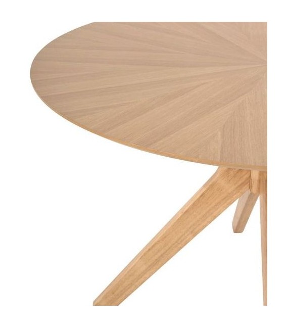 Mesa de comedor redonda madera de roble natural moderna mdmhogar