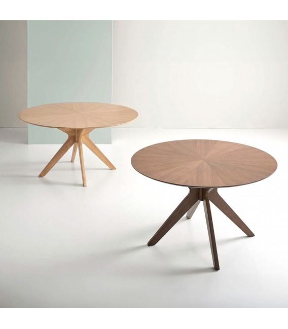 Mesa de comedor redonda madera de roble natural moderna mdmhogar