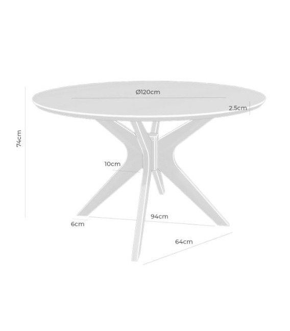 Mesa de comedor redonda madera de roble natural moderna mdmhogar