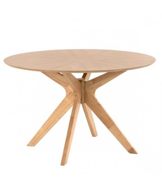 Mesa de comedor redonda pequeña madera de roble natural mdmhogar