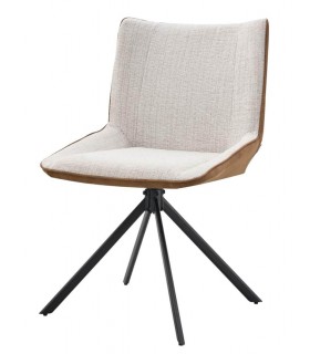 Silla combinada asiento y respaldo beige trasera ocre, metal negro mdmhogar