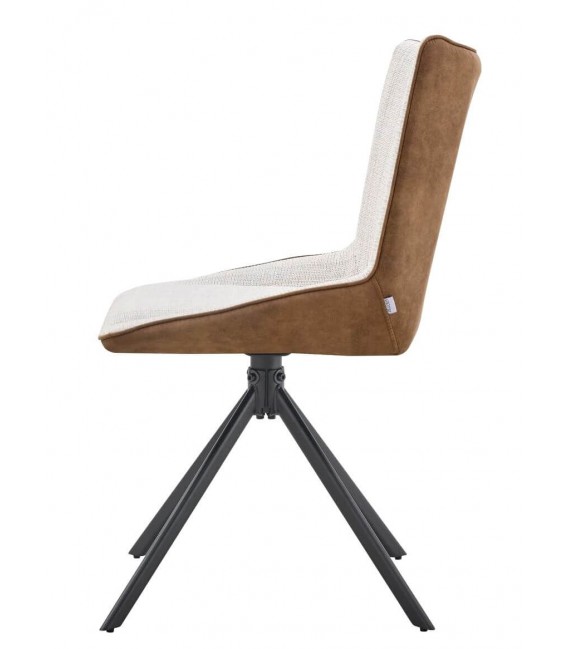 Silla combinada asiento y respaldo beige trasera ocre, metal negro mdmhogar