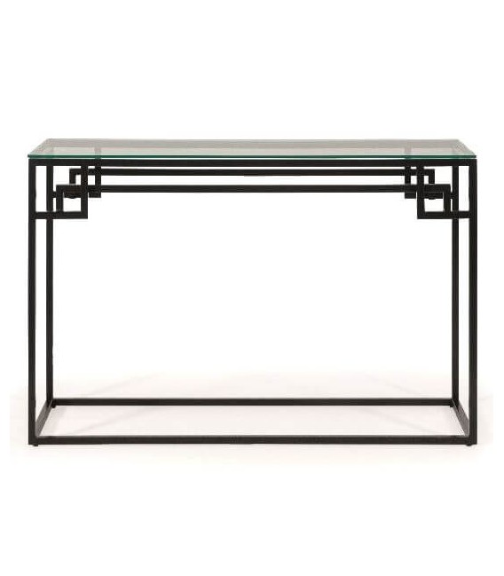 Consola de entrada acero inoxidable negro y cristal templado 1 cm