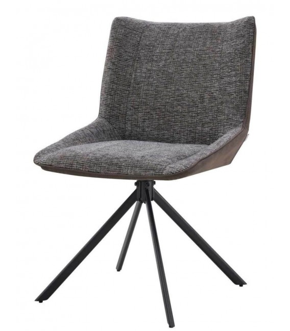 Silla comoda bicolor gris y marrón patas hierro negro mdmhogar