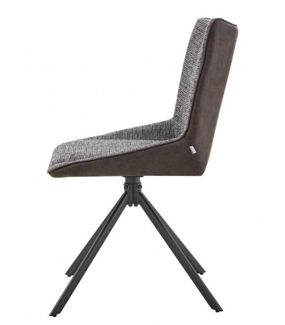 Silla comoda bicolor gris y marrón patas hierro negro mdmhogar