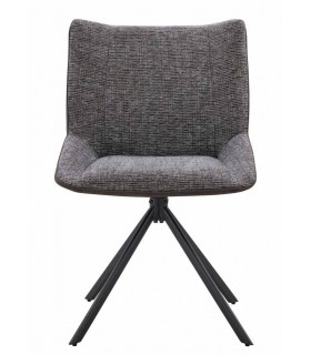 Silla comoda bicolor gris y marrón patas hierro negro mdmhogar
