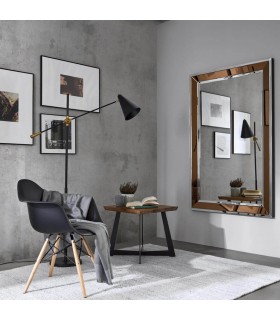 Espejo de pared rectangular grande, espejo acabado plata y ámbar mdmhogar